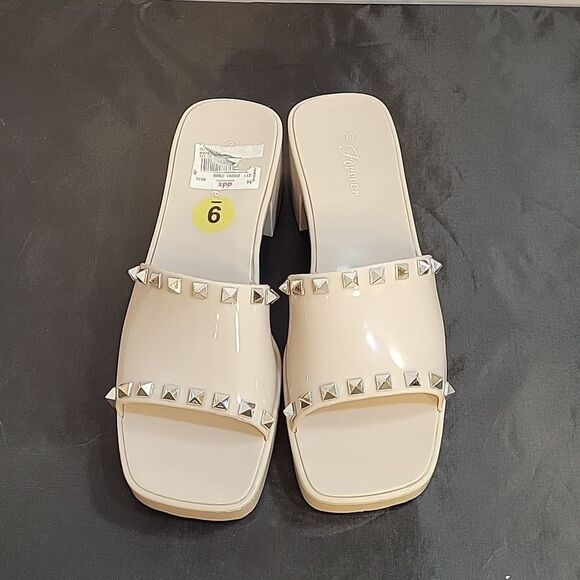 BRAND NEW FOREVER HANI STUDDED  EMBELLISHMENTS JELLY BLOCK HEEL OPEN TOE…G1 - Picture 3 of 13